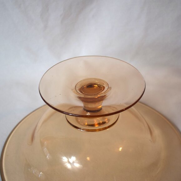 Fostoria Elegant Compote Footed Bowl Amber Glass Fairfax Pattern - Picture 5 of 5